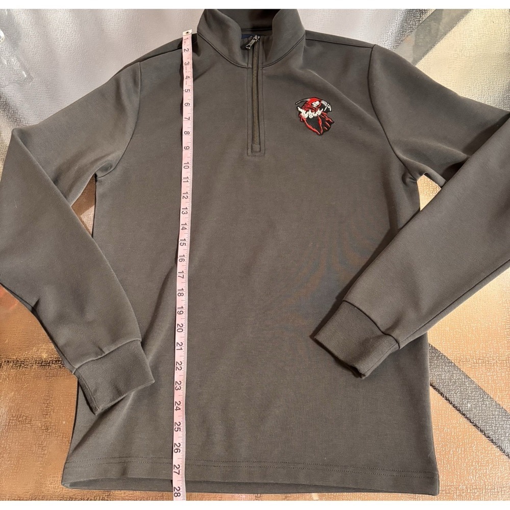Brooks Brothers Grim Reaper 1/4 Zip Sweater Mens XS Pullover Embroidered Patch - Picture 4 of 6